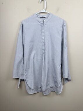 Tibi cotton blue and white pinstripes 3/4 sleeve tunic 8